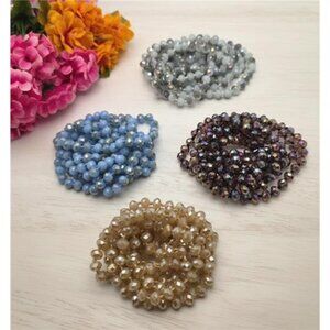 Lot Of 4 Endless Crystal Glass Rondelle Necklaces Hand Knotted 54-57 In/8mm